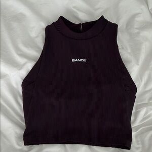 Bandit Women's Ribbed High-Neck Tank Top in Deep Plum